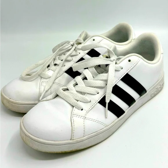 Adidas Neo Cloudfoam Classic white with black stripe sneakers women’s 9 - Picture 3 of 11